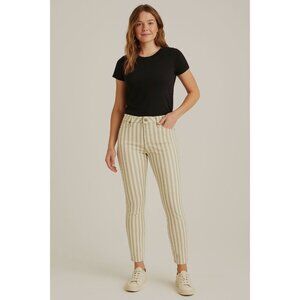 Paige Verdugo Ankle Skinny Jeans Womens Gray/White Striped Stretch Size 26